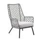 26" Gray and Black Steel Indoor Outdoor Dining Chair with Gray Cushion
