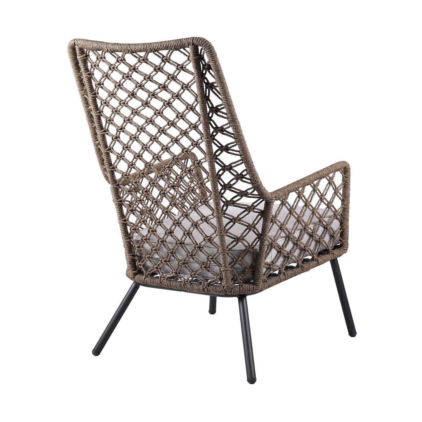 26" Gray Metal Outdoor Arm Chair with Gray Cushion