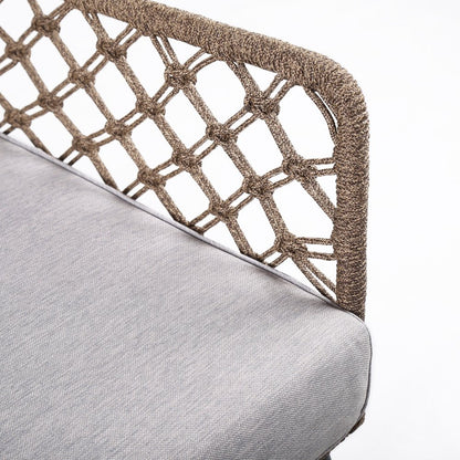 26" Gray Metal Outdoor Arm Chair with Gray Cushion