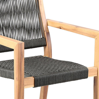 Set of Two 23" Charcoal and Natural Wood Solid Wood Outdoor Arm Chair