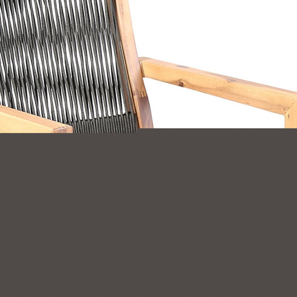 Set of Two 23" Charcoal and Natural Wood Solid Wood Outdoor Arm Chair