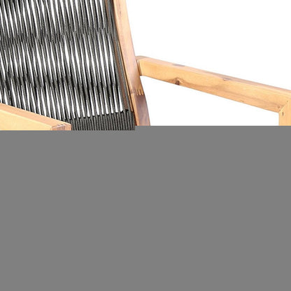 Set of Two 23" Charcoal and Natural Wood Solid Wood Outdoor Arm Chair