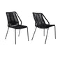 Set of Two 22" Black Metal Outdoor Dining Chair