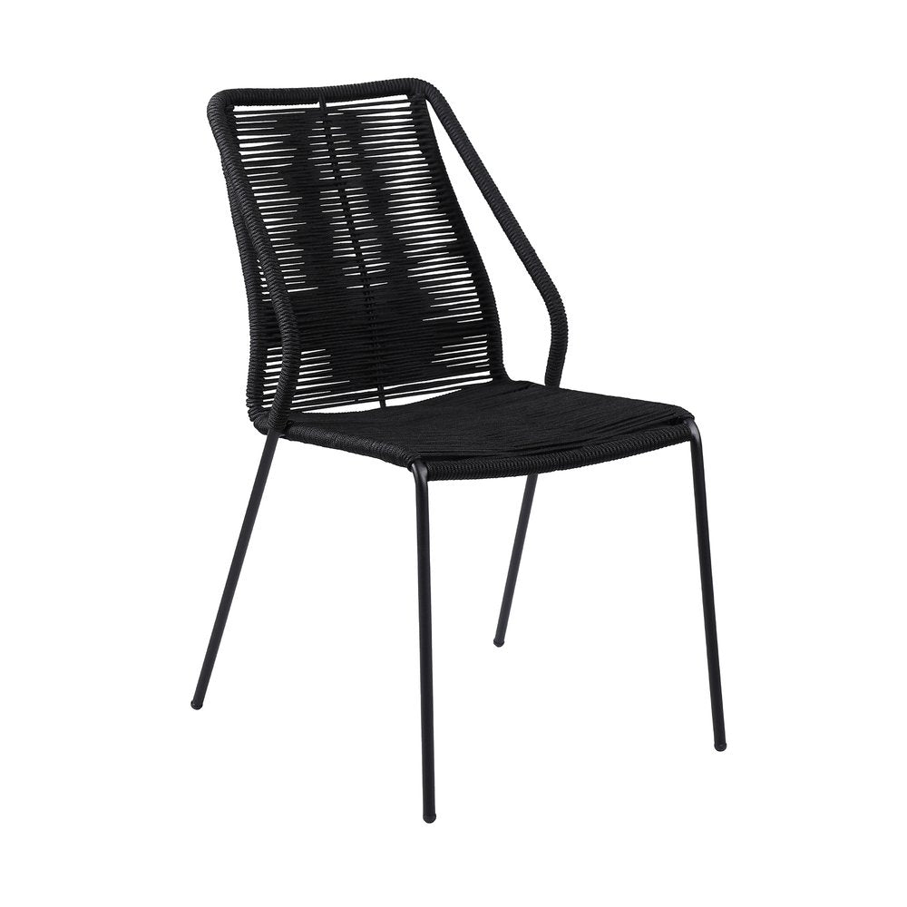 Set of Two 22" Black Metal Outdoor Dining Chair
