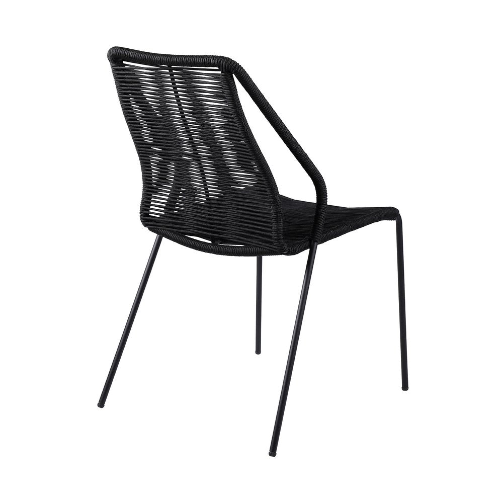 Set of Two 22" Black Metal Outdoor Dining Chair