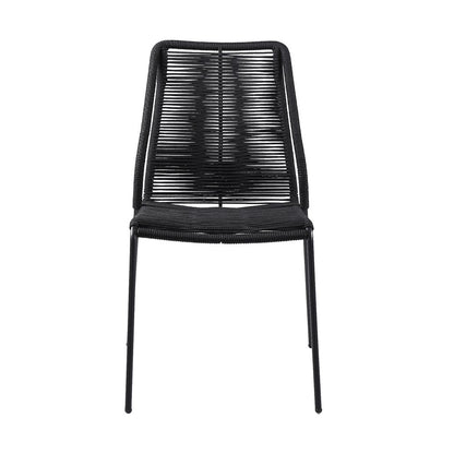 Set of Two 22" Black Metal Outdoor Dining Chair