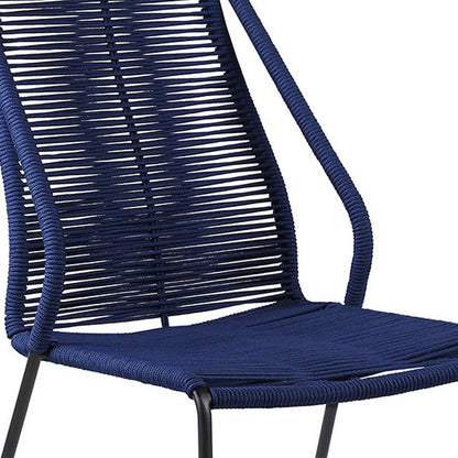 Set of Two 22" Blue Metal Outdoor Dining Chair