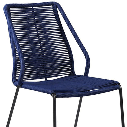 Set of Two 22" Blue Metal Outdoor Dining Chair