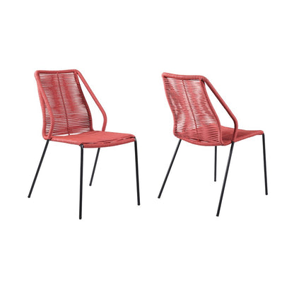 Set of Two 22" Red Metal Outdoor Dining Chair