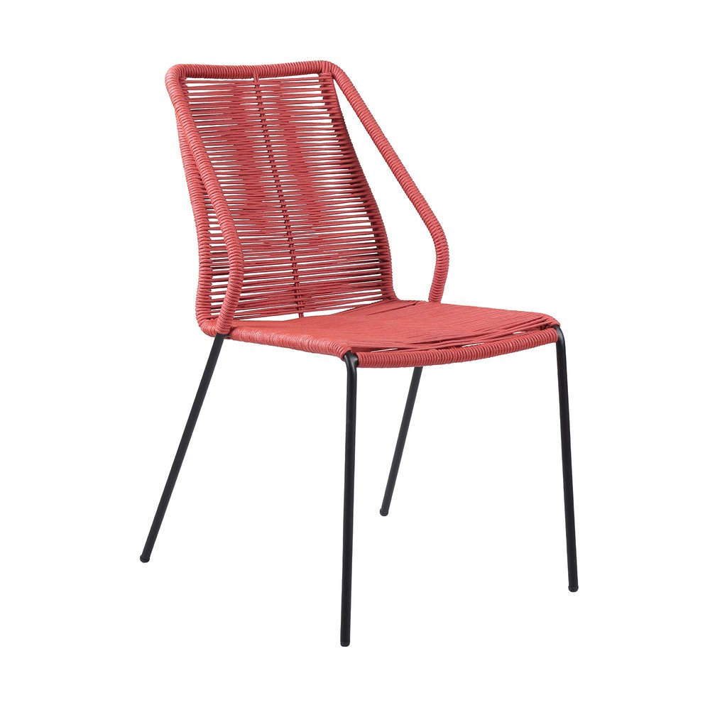 Set of Two 22" Red Metal Outdoor Dining Chair