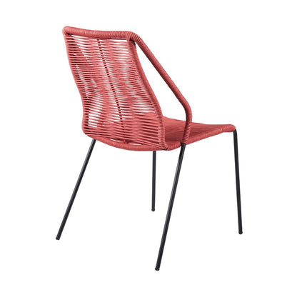 Set of Two 22" Red Metal Outdoor Dining Chair