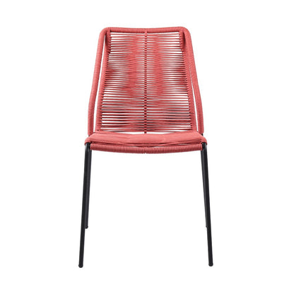 Set of Two 22" Red Metal Outdoor Dining Chair