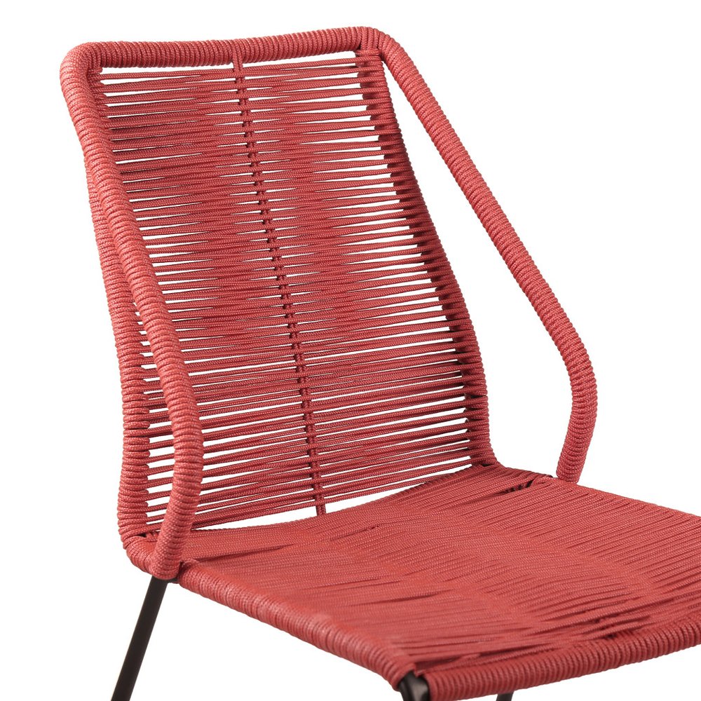 Set of Two 22" Red Metal Outdoor Dining Chair