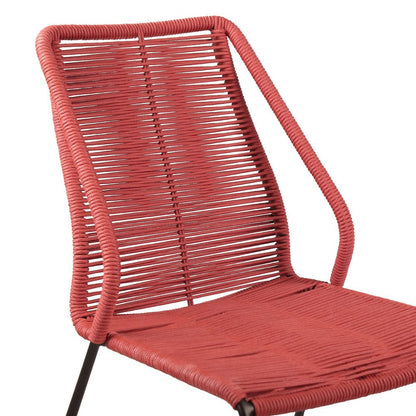Set of Two 22" Red Metal Outdoor Dining Chair