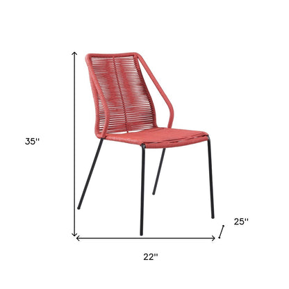Set of Two 22" Red Metal Outdoor Dining Chair