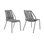 Set of Two 22" Gray Metal Outdoor Dining Chair