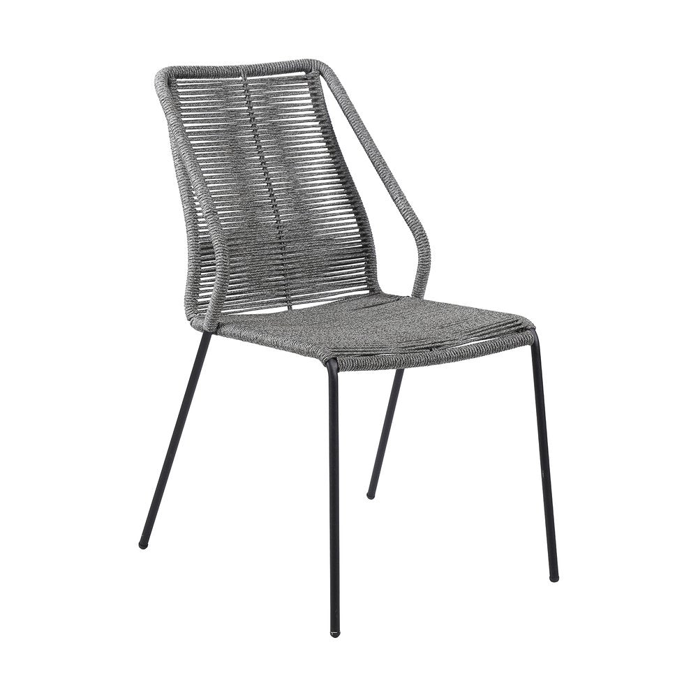 Set of Two 22" Gray Metal Outdoor Dining Chair