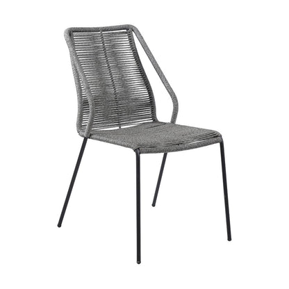 Set of Two 22" Gray Metal Outdoor Dining Chair
