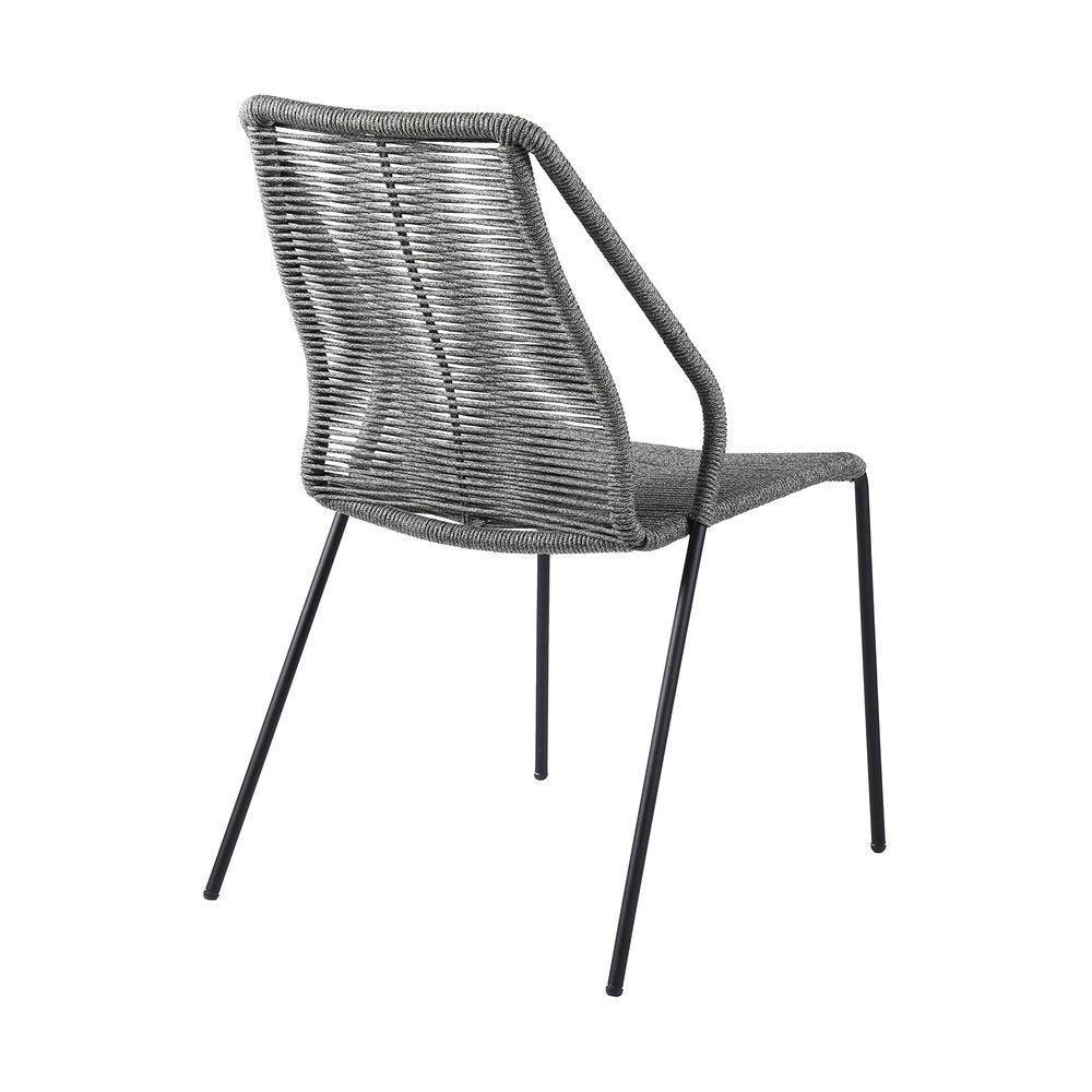 Set of Two 22" Gray Metal Outdoor Dining Chair