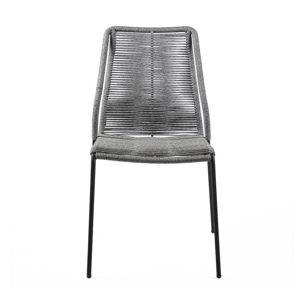 Set of Two 22" Gray Metal Outdoor Dining Chair