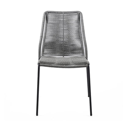 Set of Two 22" Gray Metal Outdoor Dining Chair