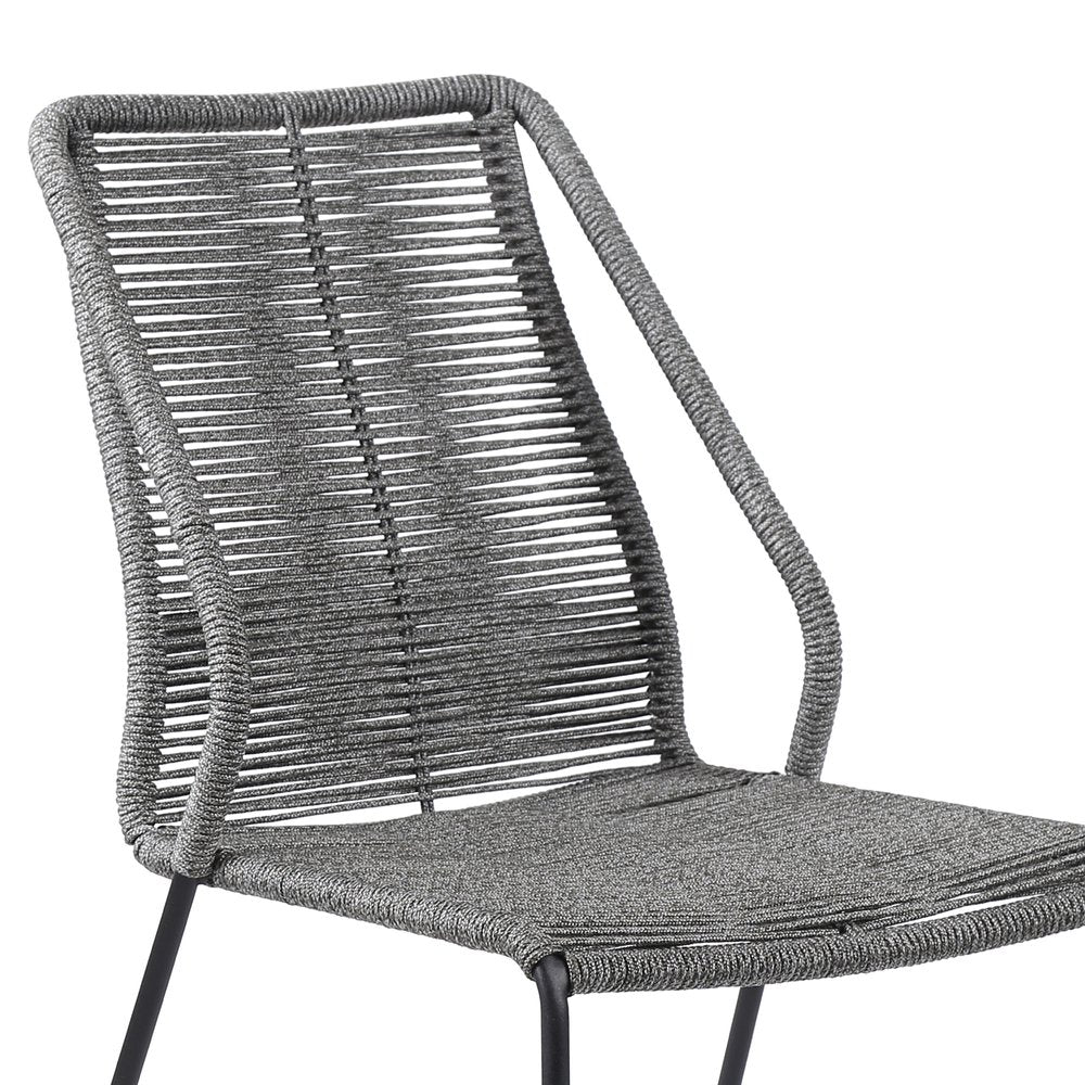 Set of Two 22" Gray Metal Outdoor Dining Chair