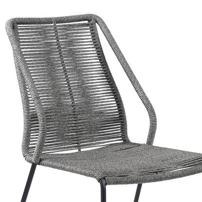 Set of Two 22" Gray Metal Outdoor Dining Chair