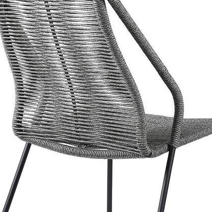 Set of Two 22" Gray Metal Outdoor Dining Chair