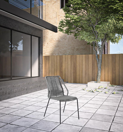 Set of Two 22" Gray Metal Outdoor Dining Chair