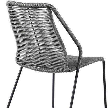 Set of Two 22" Gray Metal Outdoor Dining Chair