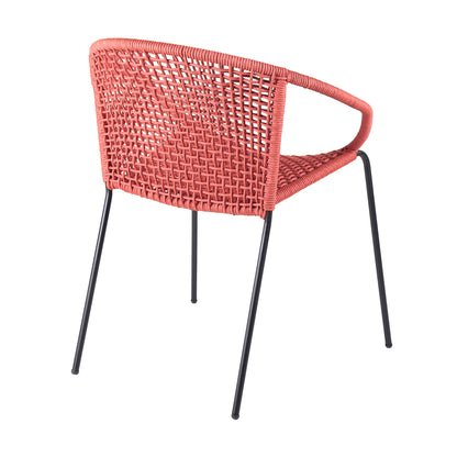 Set of Two 25" Red Metal Outdoor Dining Chair