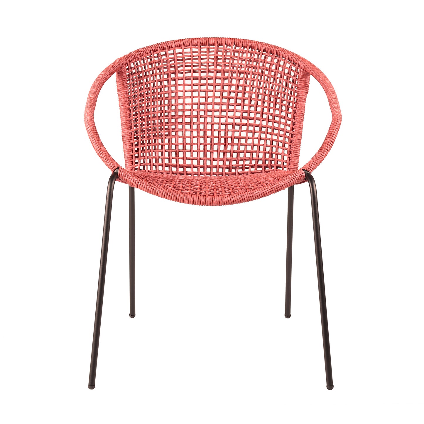 Set of Two 25" Red Metal Outdoor Dining Chair