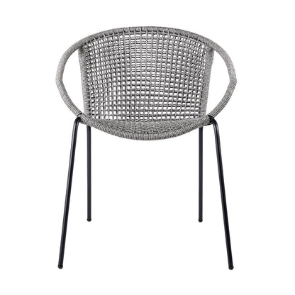 Set of Two 25" Gray Metal Outdoor Dining Chair