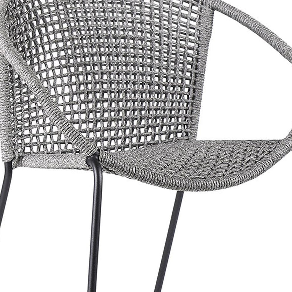 Set of Two 25" Gray Metal Outdoor Dining Chair