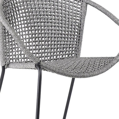 Set of Two 25" Gray Metal Outdoor Dining Chair