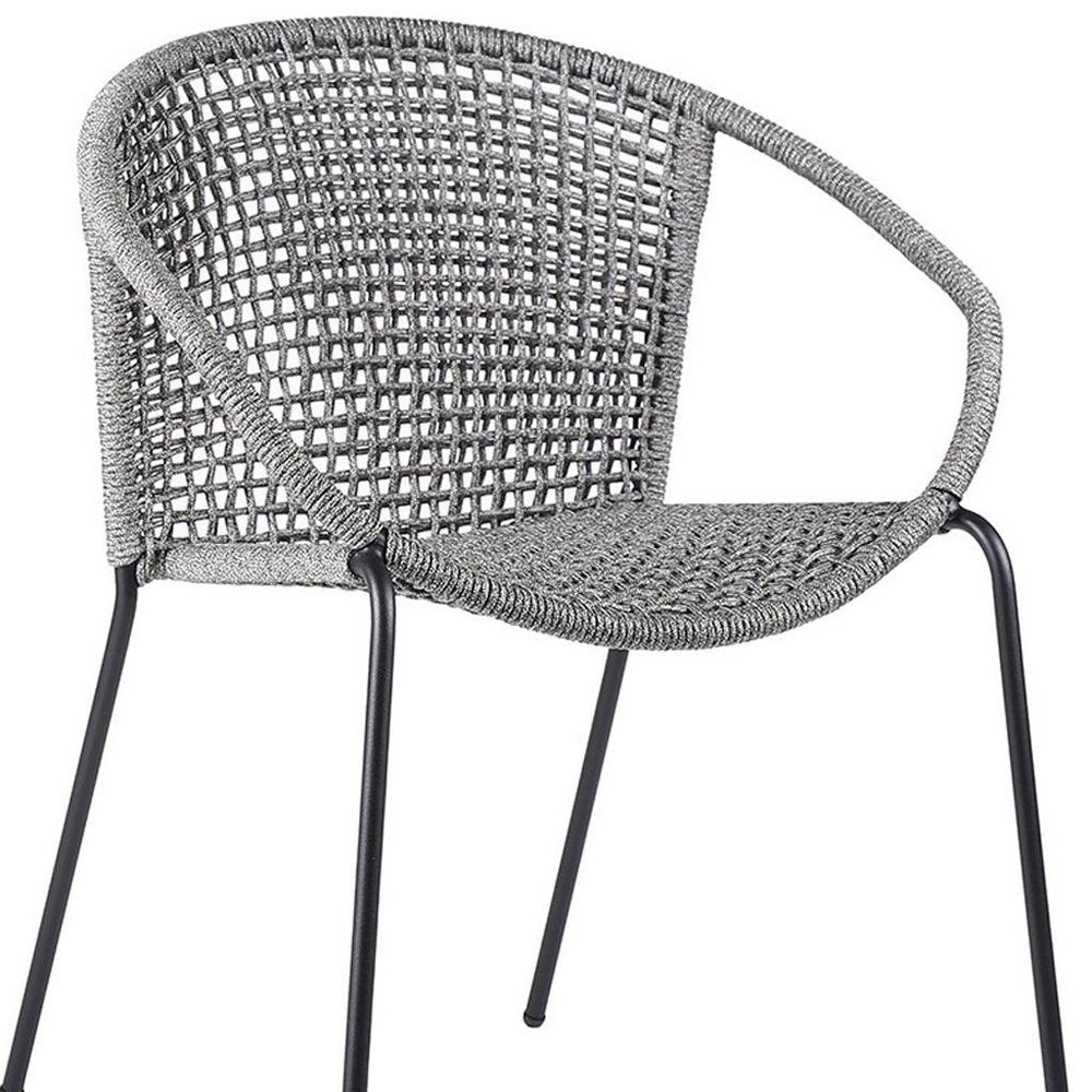 Set of Two 25" Gray Metal Outdoor Dining Chair