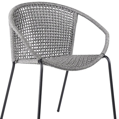 Set of Two 25" Gray Metal Outdoor Dining Chair