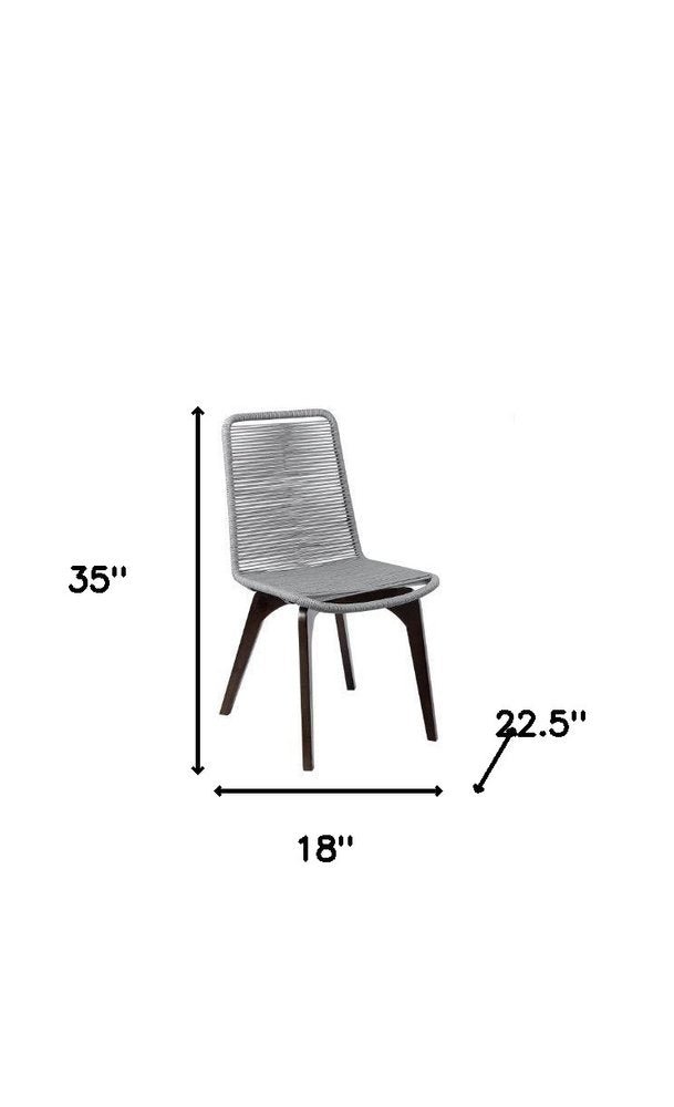 Set of Two 18" Silver Solid Wood Outdoor Dining Chair