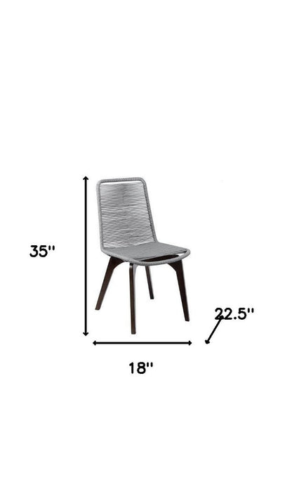Set of Two 18" Silver Solid Wood Outdoor Dining Chair