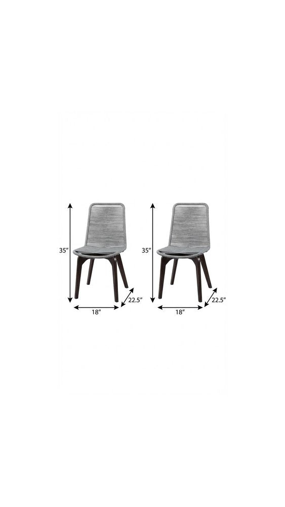 Set of Two 18" Silver Solid Wood Outdoor Dining Chair