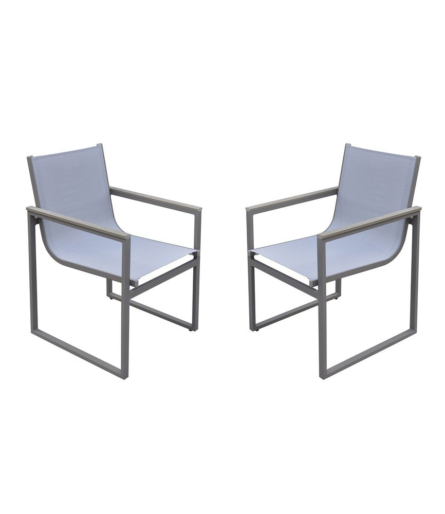 Set of Two 22" Light Gray Metal Outdoor Dining Chair
