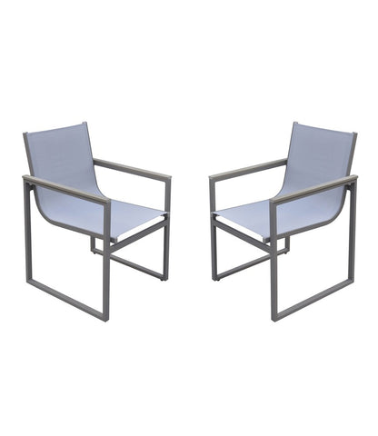 Set of Two 22" Light Gray Metal Outdoor Dining Chair