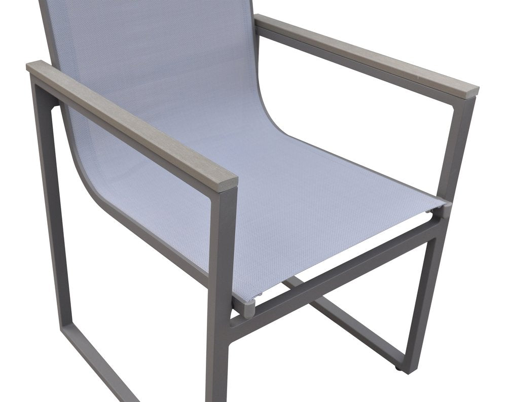 Set of Two 22" Light Gray Metal Outdoor Dining Chair