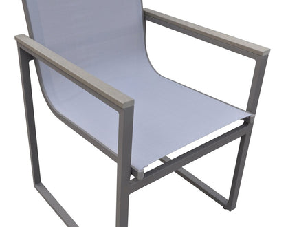 Set of Two 22" Light Gray Metal Outdoor Dining Chair