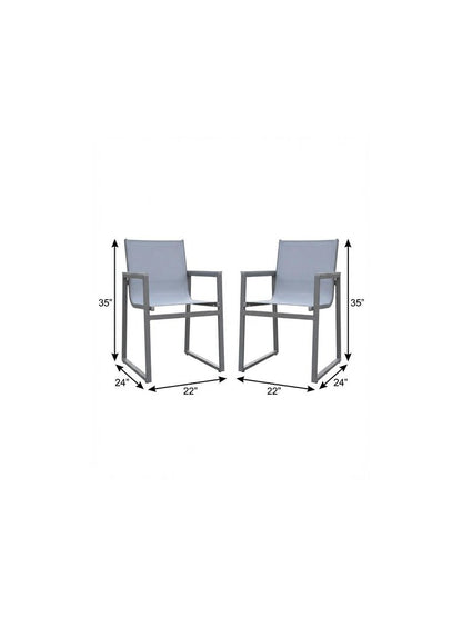 Set of Two 22" Light Gray Metal Outdoor Dining Chair