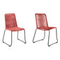 Set of Two 23" Red Metal Outdoor Dining Chair