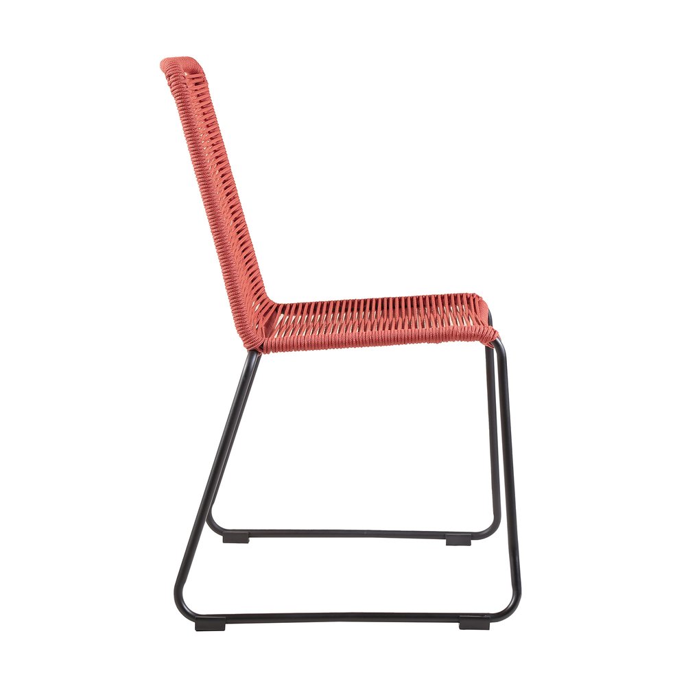 Set of Two 23" Red Metal Outdoor Dining Chair