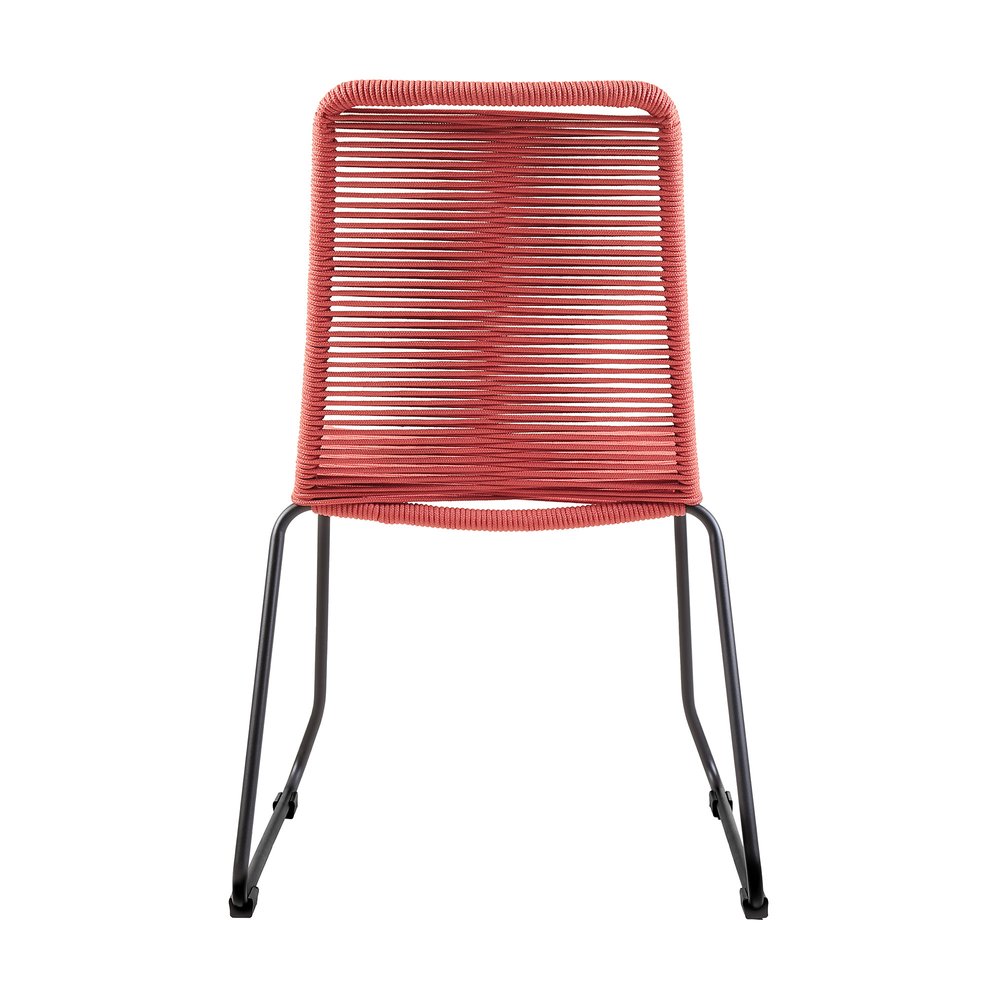 Set of Two 23" Red Metal Outdoor Dining Chair