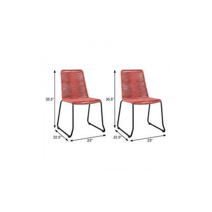 Set of Two 23" Red Metal Outdoor Dining Chair