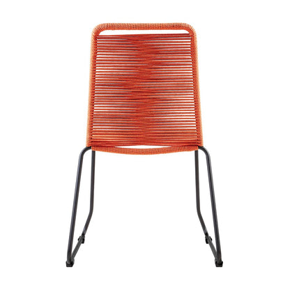 Set of Two 23" Tangerine Metal Outdoor Dining Chair